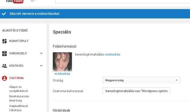 Youtube csatorna optimalizálás