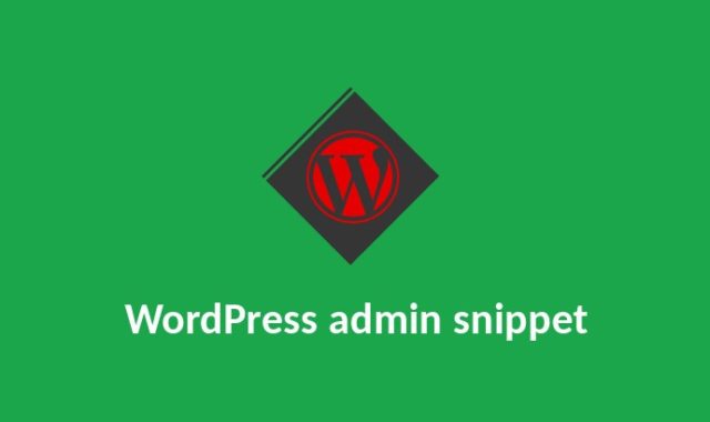 WordPress admin Wordpress snippet